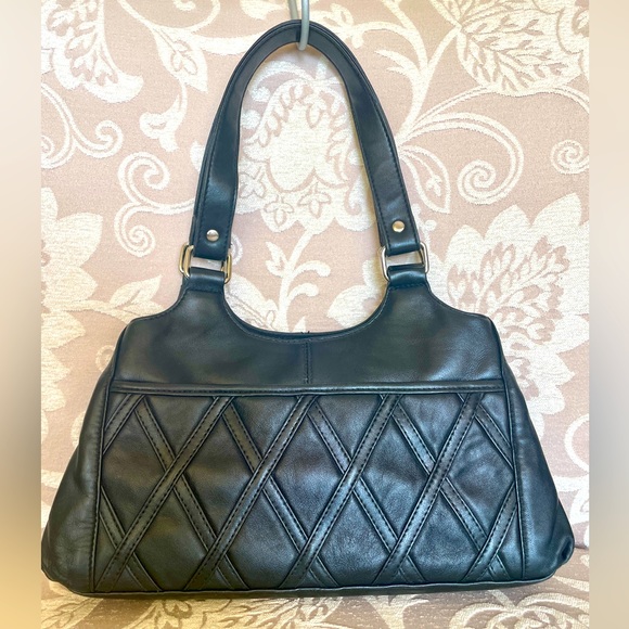 Wilsons Leather Maxima Vintage Black Structured Shoulder Purse Bag - Picture 1 of 15